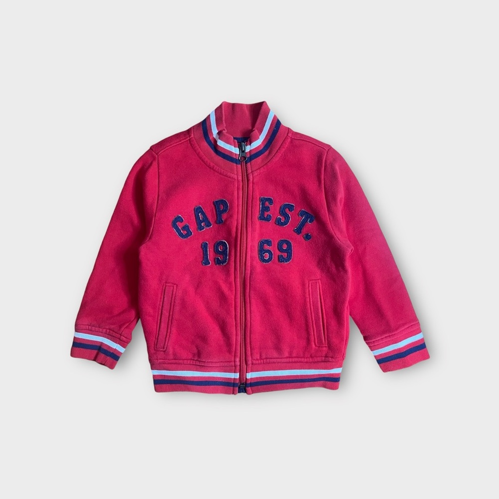 Gap Y2K Retro Red Text Full Zip Sweatshirt